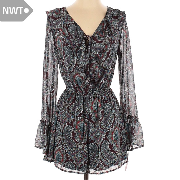 NWT S Romper with Paisley Print Mini Ruffle